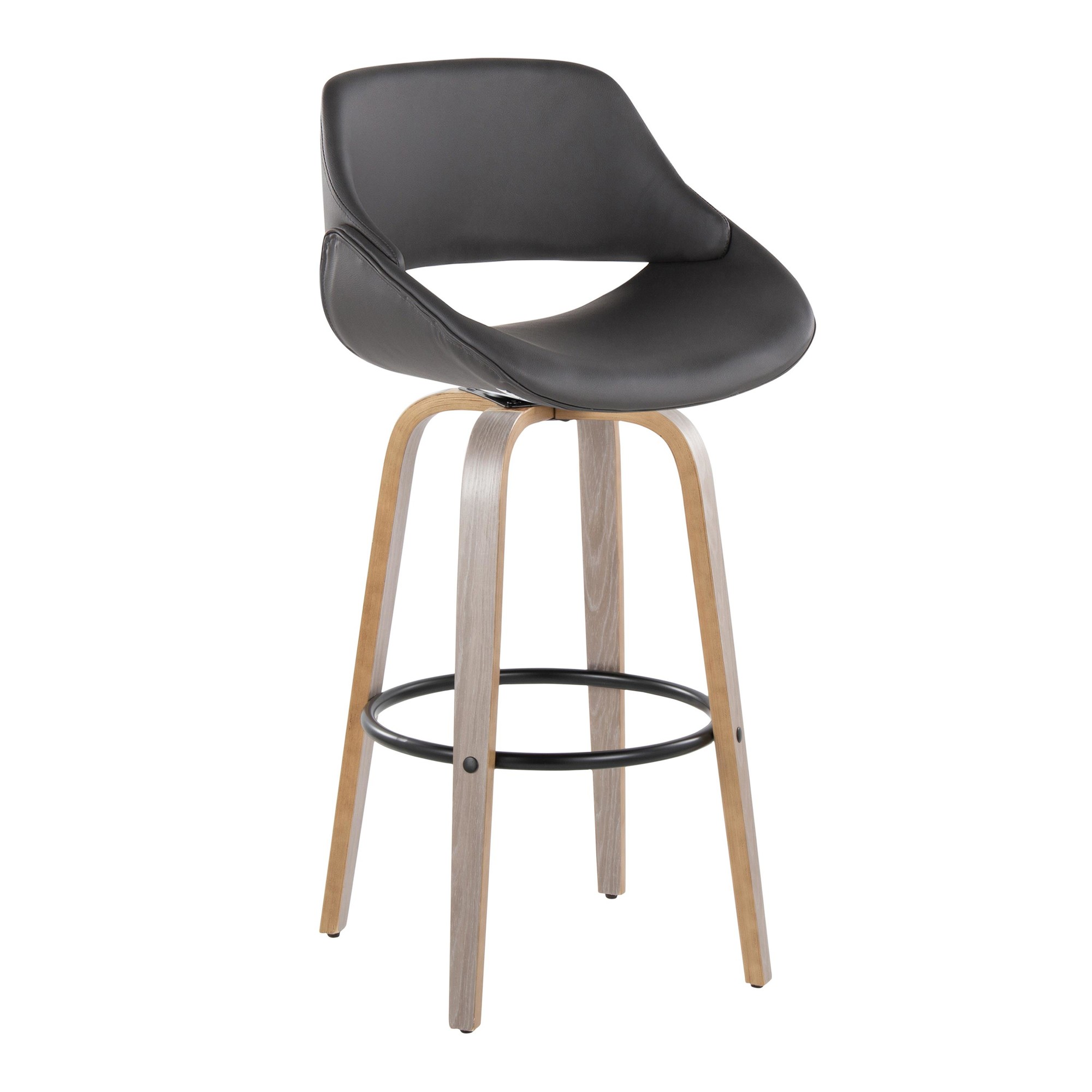 Fabrico 30" Mid-Century Swivel Barstools in Grey (Set of 2) (Set of 2) 4 Fabrico 30" Mid-Century Swivel Barstools in Grey (Set of 2) (Set of 2) - Image 4