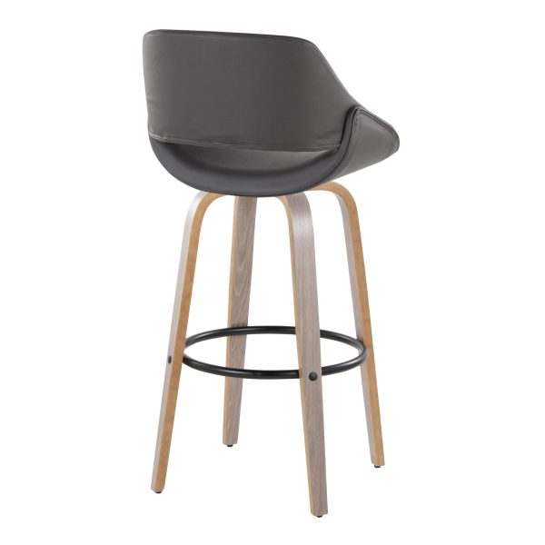 Fabrico 30 Mid Century Swivel Barstools in Grey Set of 2 Set of 2 5
