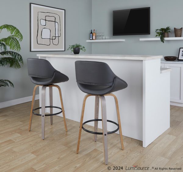 Fabrico 30 Mid Century Swivel Barstools in Grey Set of 2 Set of 2