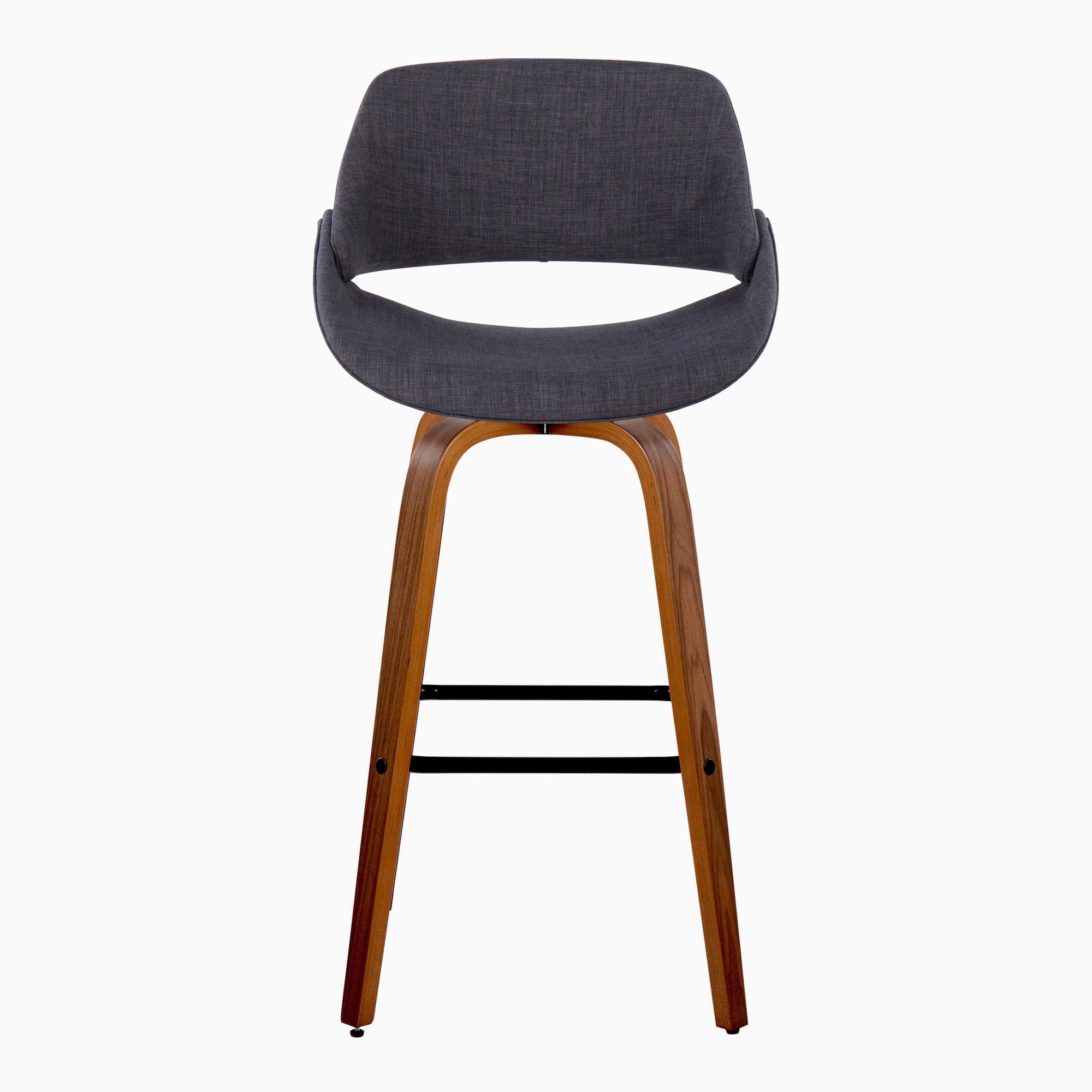 Fabrico 30 Mid-Century Walnut and Charcoal Swivel Barstool (Set of 2) 8 Fabrico 30 Mid-Century Walnut and Charcoal Swivel Barstool (Set of 2) - Image 8