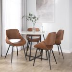Fabrico Black Metal Camel Faux Leather Mid-Century Modern Chairs (Set of 2) 4 Fabrico Black Metal Camel Faux Leather Mid-Century Modern Chairs (Set of 2)