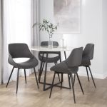 Fabrico Black Metal Grey Faux Leather Chairs Mid-Century Modern (Set of 2) 11 Fabrico Black Metal Grey Faux Leather Chairs Mid-Century Modern (Set of 2)