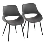 Fabrico Black Metal Grey Faux Leather Chairs Mid-Century Modern (Set of 2) 13 Fabrico Black Metal Grey Faux Leather Chairs Mid-Century Modern (Set of 2)