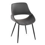 Fabrico Black Metal Grey Faux Leather Chairs Mid-Century Modern (Set of 2) 14 Fabrico Black Metal Grey Faux Leather Chairs Mid-Century Modern (Set of 2)