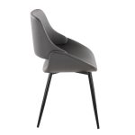 Fabrico Black Metal Grey Faux Leather Chairs Mid-Century Modern (Set of 2) 15 Fabrico Black Metal Grey Faux Leather Chairs Mid-Century Modern (Set of 2)