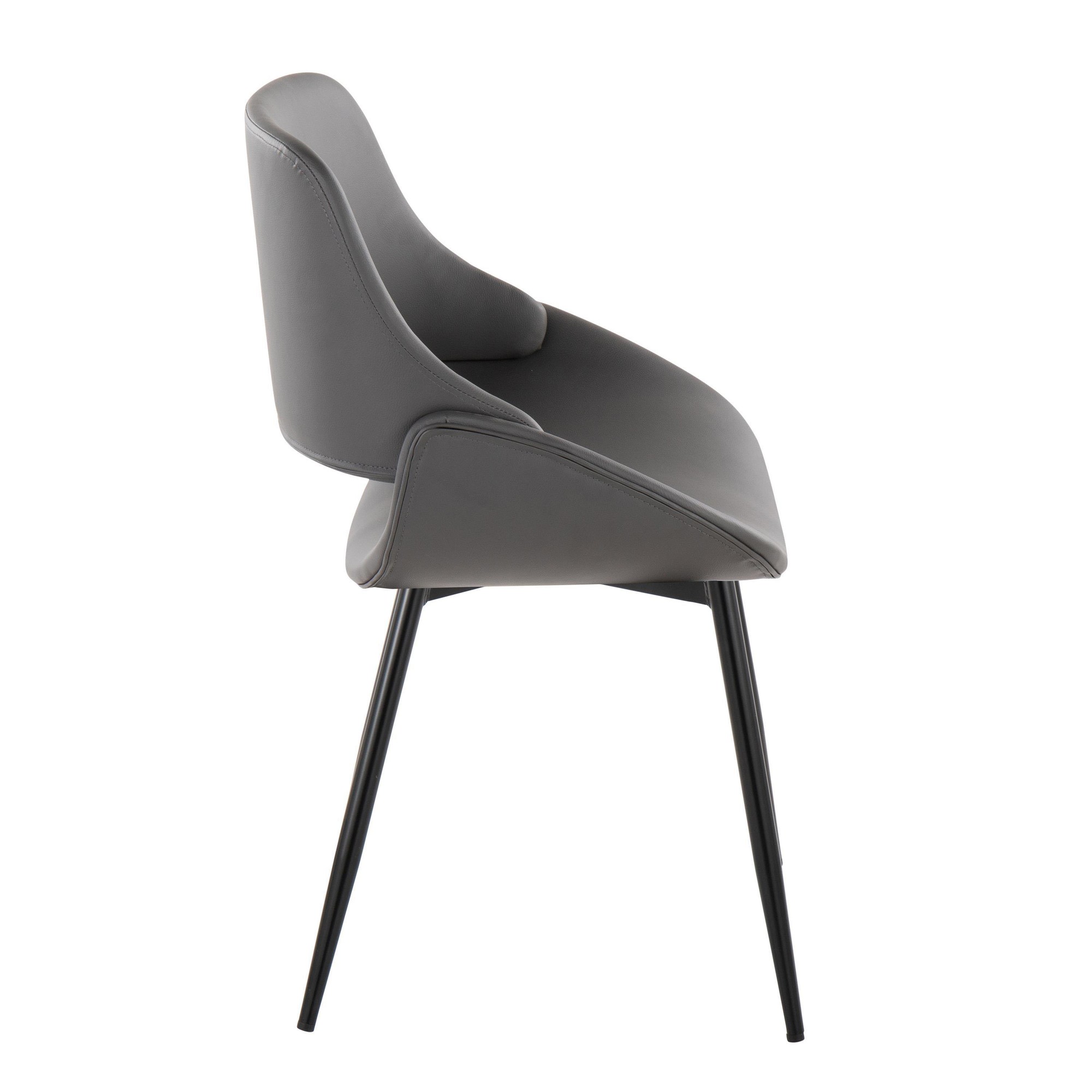 Fabrico Black Metal Grey Faux Leather Chairs Mid-Century Modern (Set of 2) 5 Fabrico Black Metal Grey Faux Leather Chairs Mid-Century Modern (Set of 2) - Image 5
