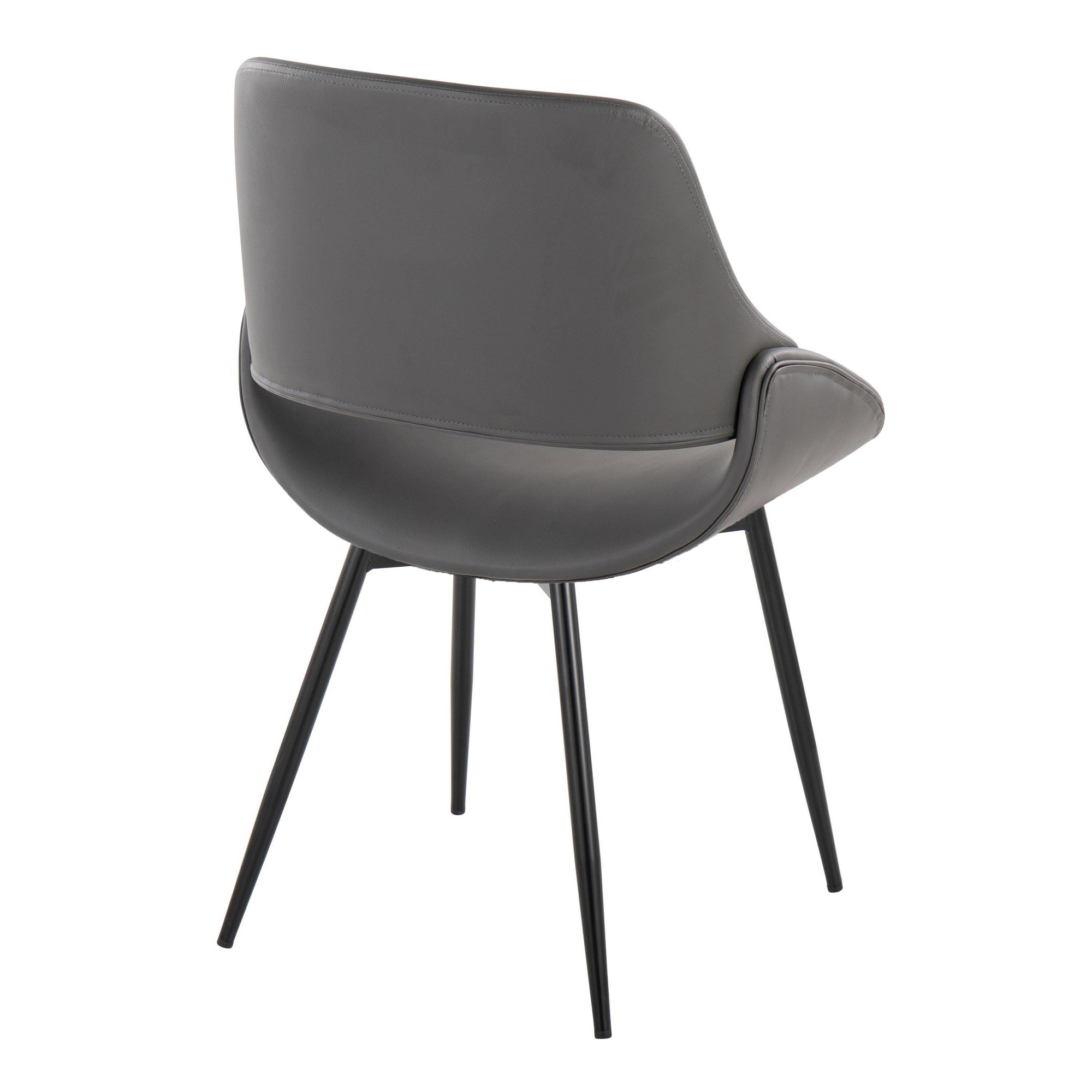 Fabrico Black Metal Grey Faux Leather Chairs Mid-Century Modern (Set of 2) 6 Fabrico Black Metal Grey Faux Leather Chairs Mid-Century Modern (Set of 2) - Image 6