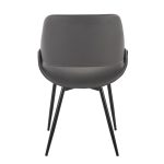Fabrico Black Metal Grey Faux Leather Chairs Mid-Century Modern (Set of 2) 17 Fabrico Black Metal Grey Faux Leather Chairs Mid-Century Modern (Set of 2)