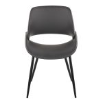 Fabrico Black Metal Grey Faux Leather Chairs Mid-Century Modern (Set of 2) 18 Fabrico Black Metal Grey Faux Leather Chairs Mid-Century Modern (Set of 2)