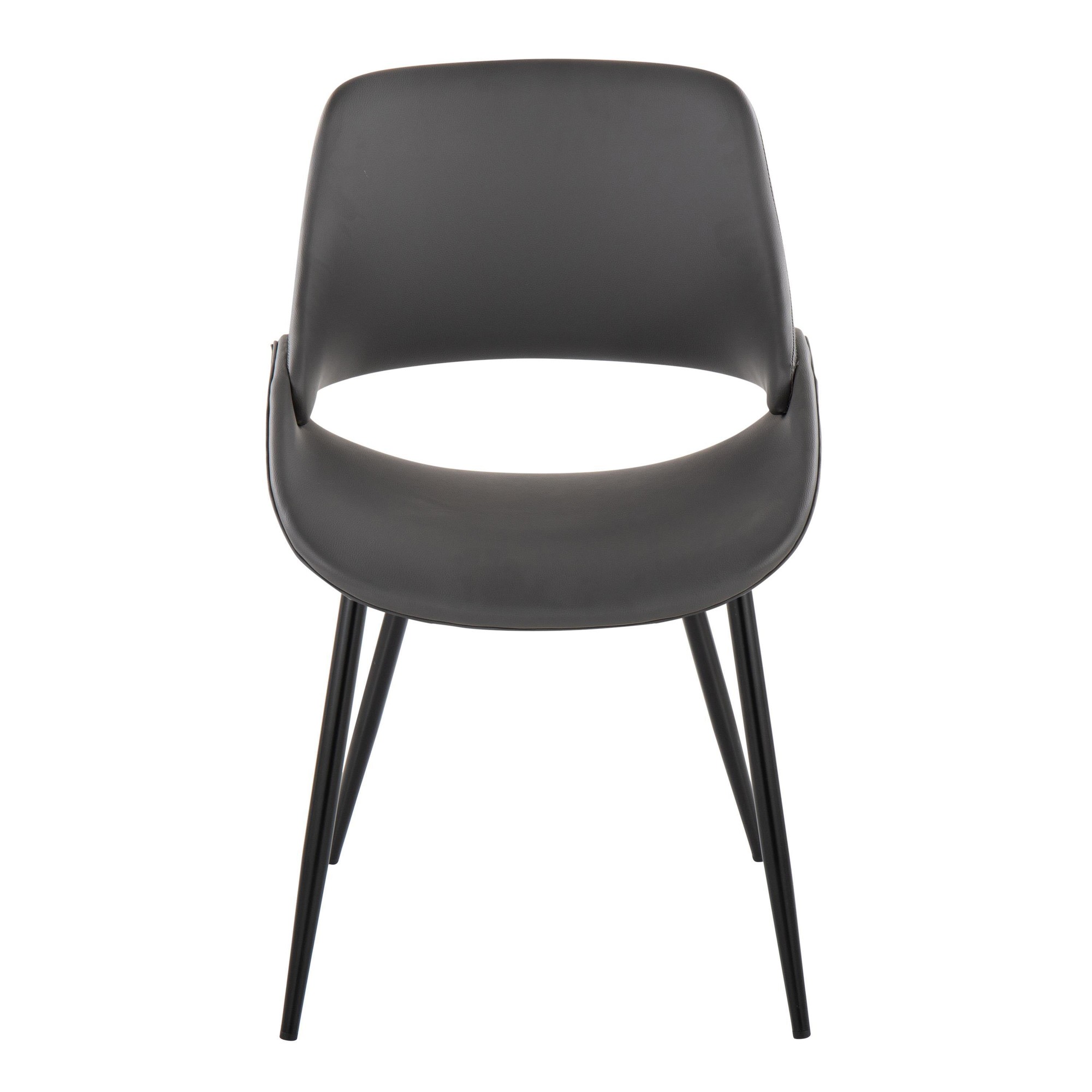 Fabrico Black Metal Grey Faux Leather Chairs Mid-Century Modern (Set of 2) 8 Fabrico Black Metal Grey Faux Leather Chairs Mid-Century Modern (Set of 2) - Image 8