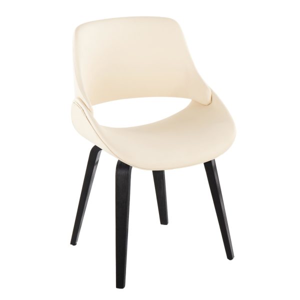 Fabrico Black Wood Cream Faux Leather Mid Century Chairs Set of 2 1