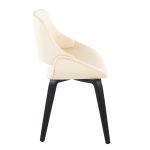 Fabrico Black Wood Cream Faux Leather Mid-Century Chairs (Set of 2)