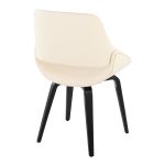 Fabrico Black Wood Cream Faux Leather Mid-Century Chairs (Set of 2)