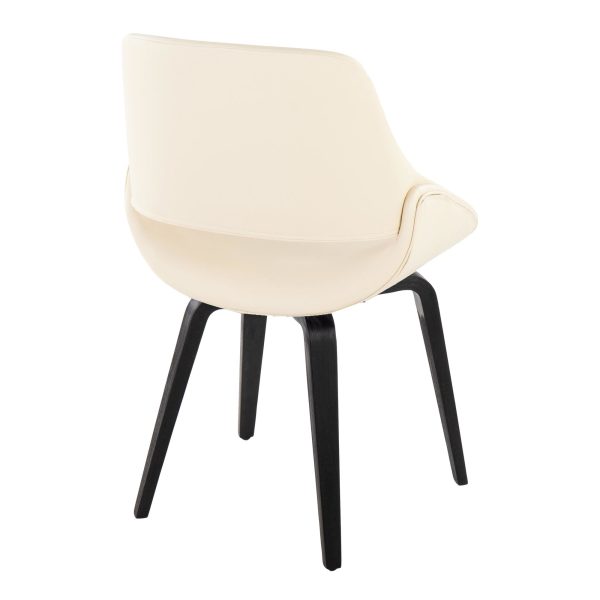 Fabrico Black Wood Cream Faux Leather Mid Century Chairs Set of 2 3