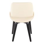 Fabrico Black Wood Cream Faux Leather Mid-Century Chairs (Set of 2)