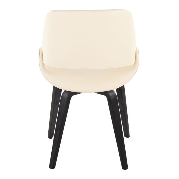 Fabrico Black Wood Cream Faux Leather Mid Century Chairs Set of 2 4