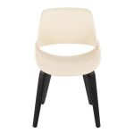 Fabrico Black Wood Cream Faux Leather Mid-Century Chairs (Set of 2)