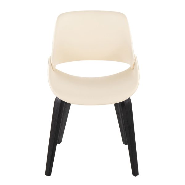 Fabrico Black Wood Cream Faux Leather Mid Century Chairs Set of 2 5