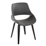 Fabrico Black Wood Grey Faux Leather Accent Chairs MCM (Set of 2) 10 Fabrico Black Wood Grey Faux Leather Accent Chairs MCM (Set of 2)