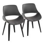 Fabrico Black Wood Grey Faux Leather Accent Chairs MCM (Set of 2) 9 Fabrico Black Wood Grey Faux Leather Accent Chairs MCM (Set of 2)