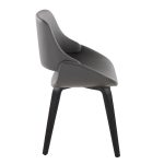 Fabrico Black Wood Grey Faux Leather Accent Chairs MCM (Set of 2) 11 Fabrico Black Wood Grey Faux Leather Accent Chairs MCM (Set of 2)