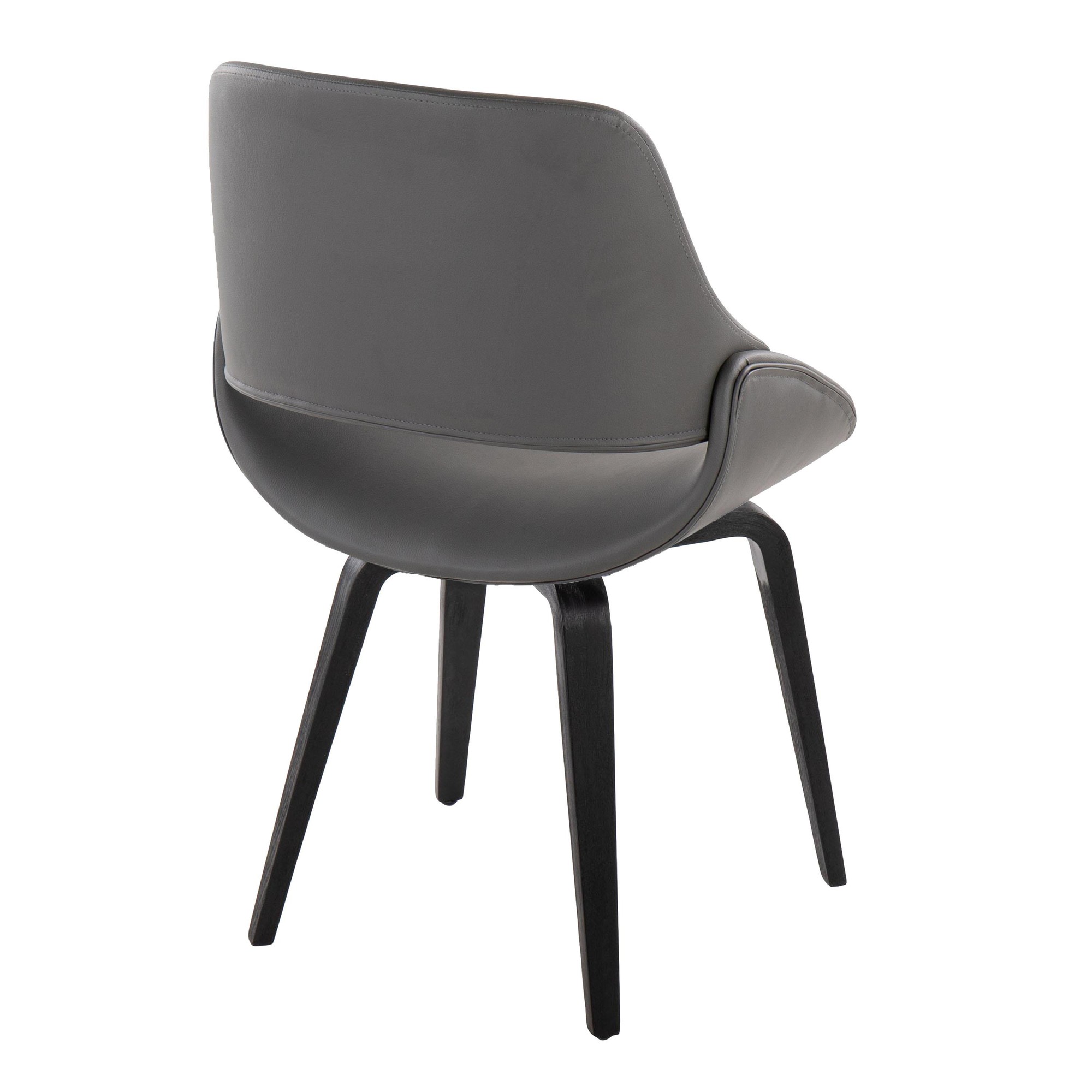 Fabrico Black Wood Grey Faux Leather Accent Chairs MCM (Set of 2) 4 Fabrico Black Wood Grey Faux Leather Accent Chairs MCM (Set of 2) - Image 4