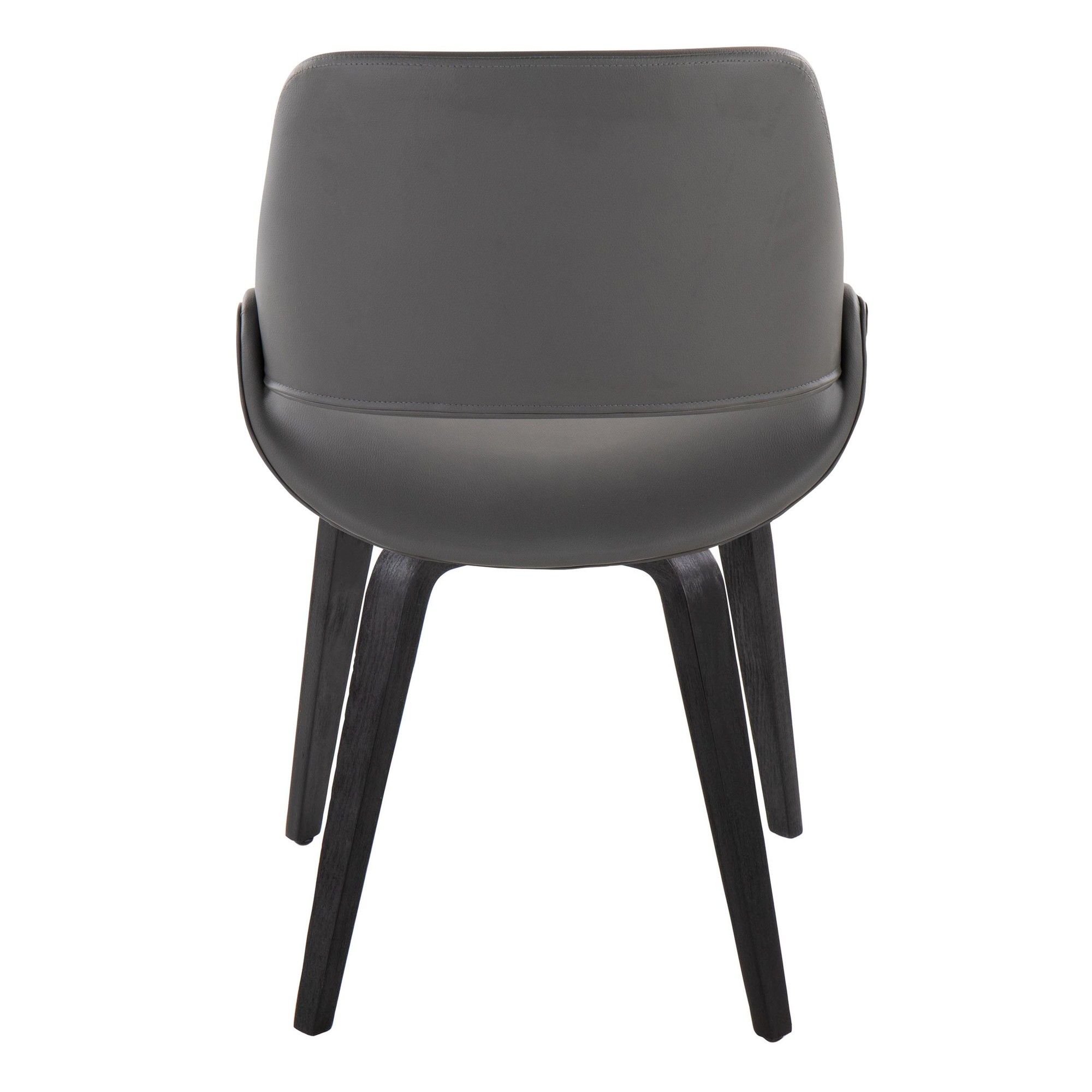Fabrico Black Wood Grey Faux Leather Accent Chairs MCM (Set of 2) 5 Fabrico Black Wood Grey Faux Leather Accent Chairs MCM (Set of 2) - Image 5
