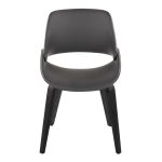 Fabrico Black Wood Grey Faux Leather Accent Chairs MCM (Set of 2) 14 Fabrico Black Wood Grey Faux Leather Accent Chairs MCM (Set of 2)