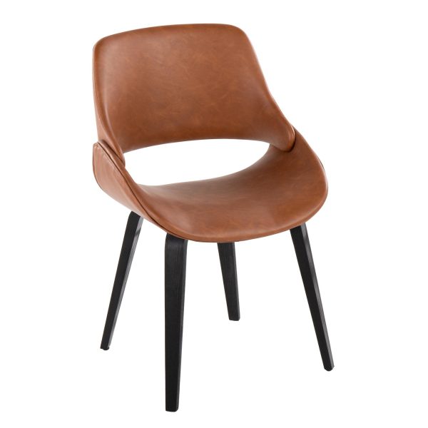 Fabrico BlackCamel Faux Leather Mid Century Modern Accent Chairs Set of 2 1