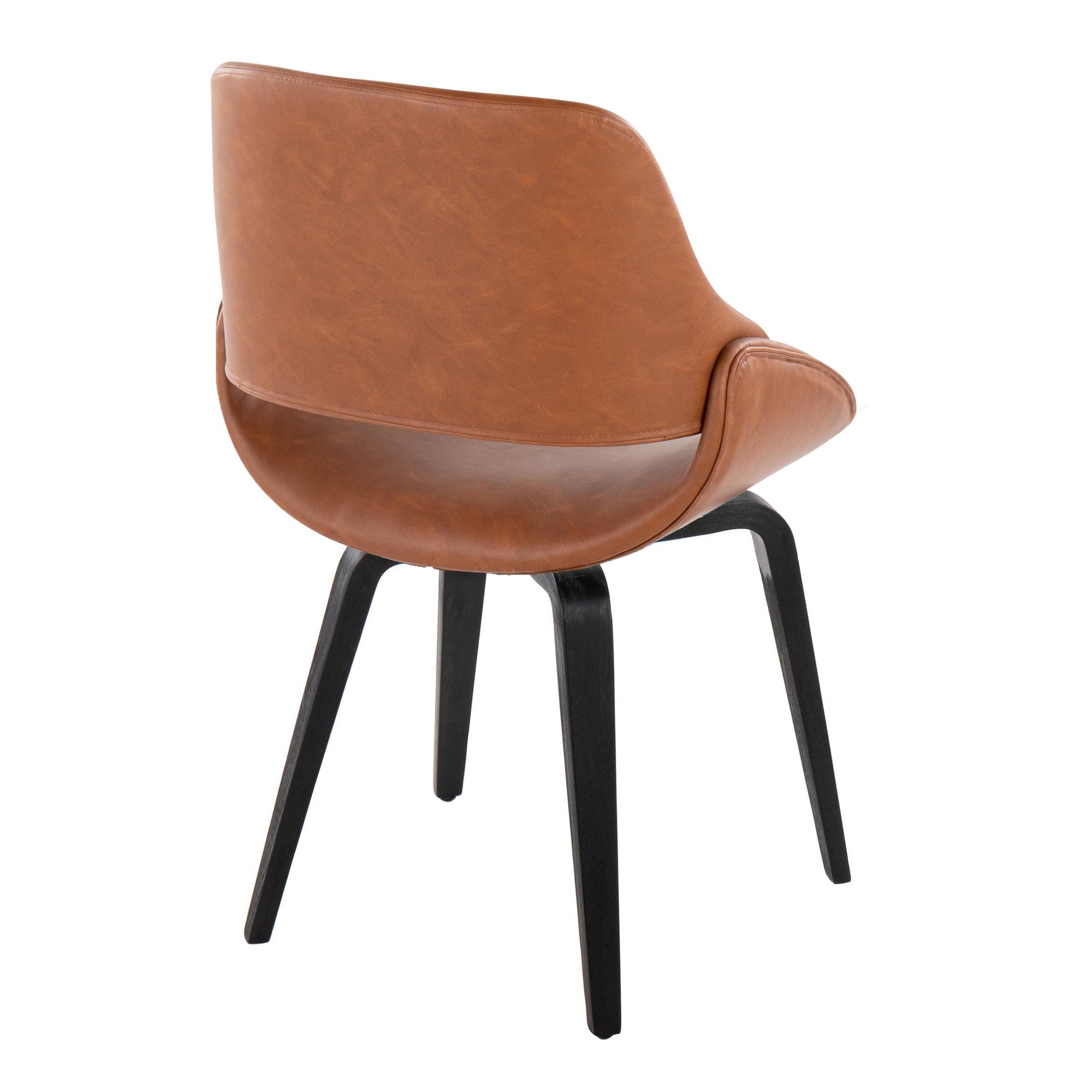 Fabrico Black/Camel Faux Leather Mid-Century Modern Accent Chairs (Set of 2) 4 Fabrico Black/Camel Faux Leather Mid-Century Modern Accent Chairs (Set of 2) - Image 4