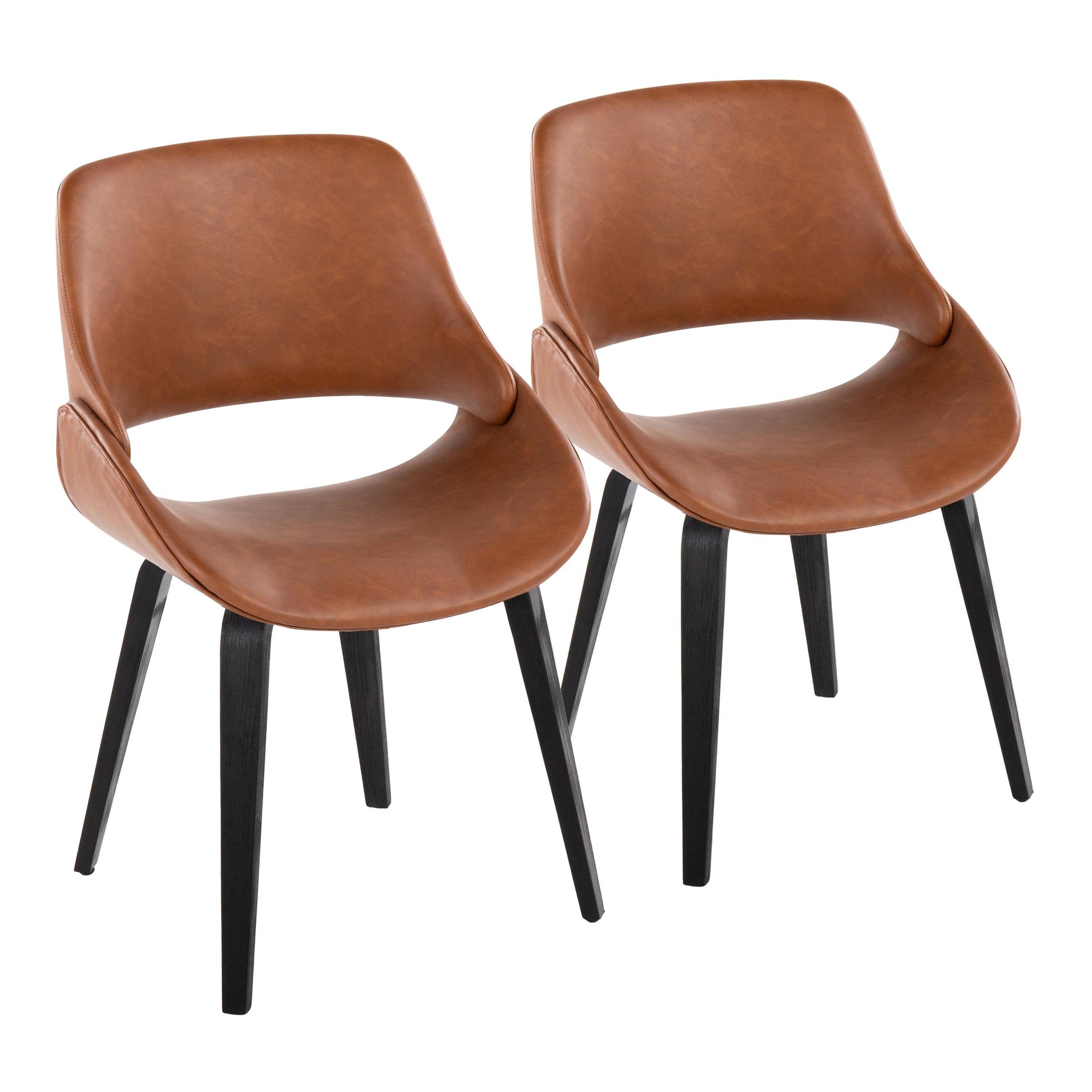 Fabrico Black/Camel Faux Leather Mid-Century Modern Accent Chairs (Set of 2) 1 Fabrico Black/Camel Faux Leather Mid-Century Modern Accent Chairs (Set of 2)