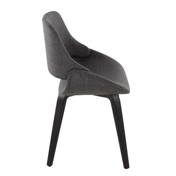Fabrico BlackCharcoal Mid Century Modern Accent Chairs Set of 2 2