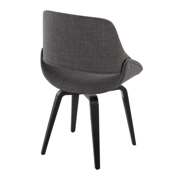 Fabrico BlackCharcoal Mid Century Modern Accent Chairs Set of 2 3