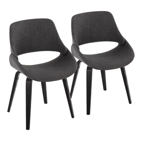 Fabrico BlackCharcoal Mid Century Modern Accent Chairs Set of 2