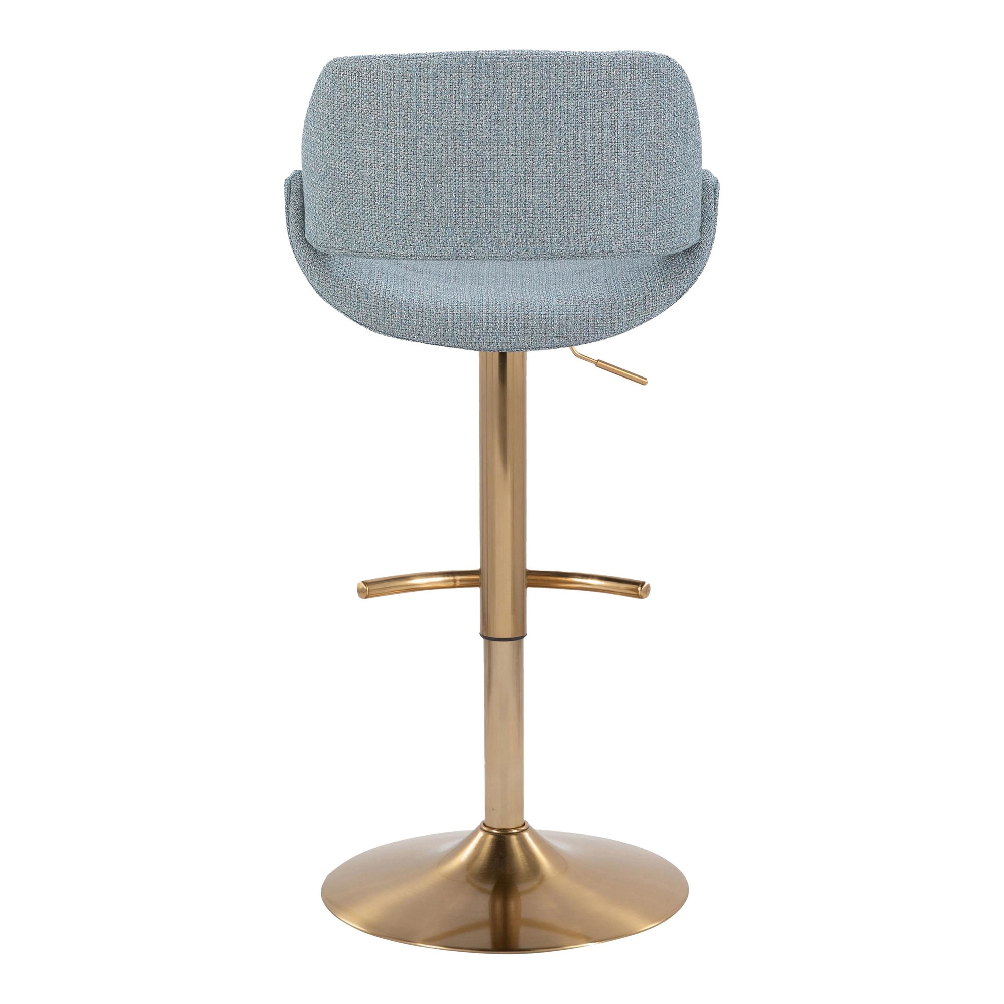 Fabrico Blue Contemporary Adjustable Swivel Barstools Gold Base (Set of 2) 7 Fabrico Blue Contemporary Adjustable Swivel Barstools Gold Base (Set of 2) - Image 7