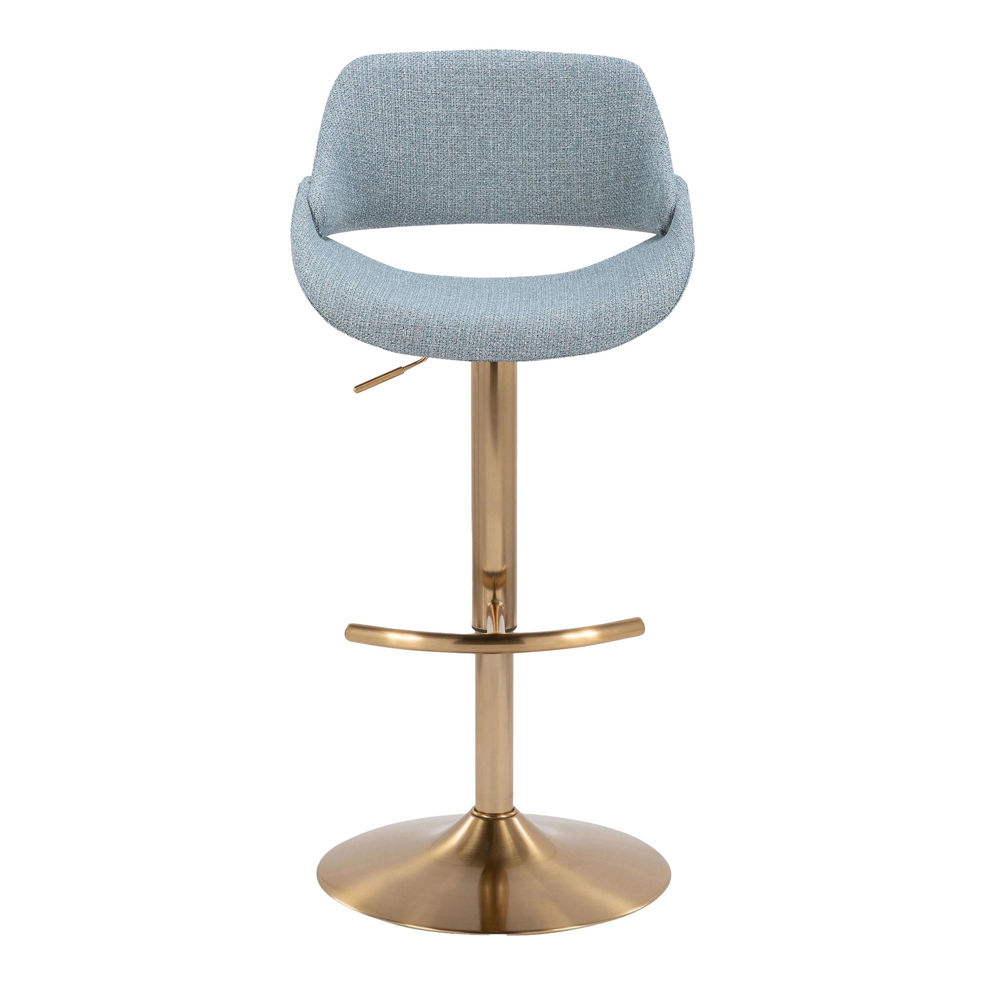 Fabrico Blue Contemporary Adjustable Swivel Barstools Gold Base (Set of 2) 8 Fabrico Blue Contemporary Adjustable Swivel Barstools Gold Base (Set of 2) - Image 8