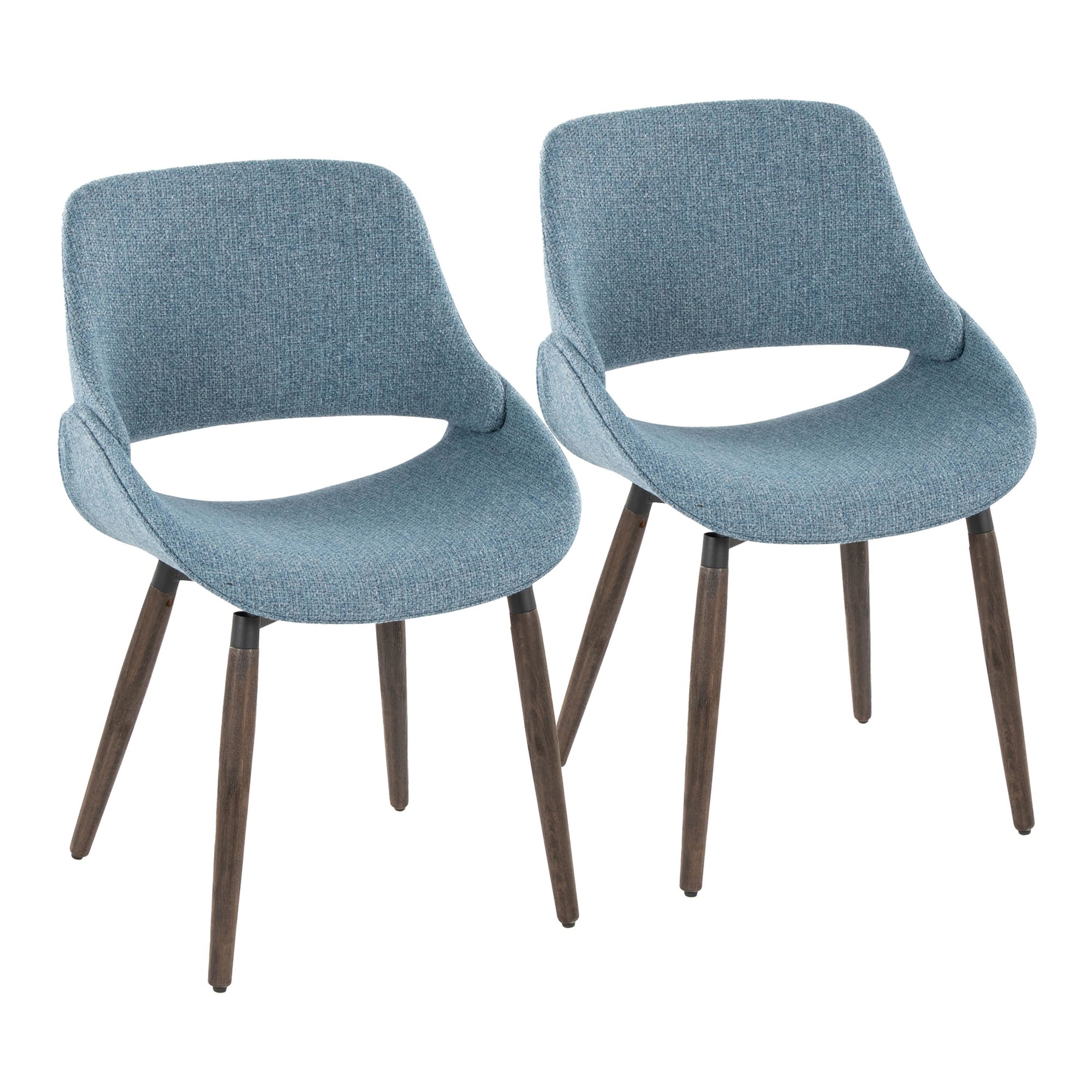 Fabrico Blue Farmhouse Accent Chairs Dark Walnut Wood (Set of 2) 2 Fabrico Blue Farmhouse Accent Chairs Dark Walnut Wood (Set of 2) - Image 2