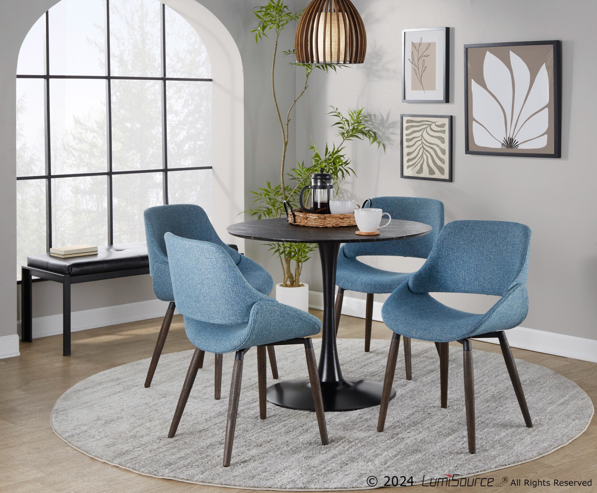 Fabrico Blue Farmhouse Accent Chairs Dark Walnut Wood (Set of 2) 1 Fabrico Blue Farmhouse Accent Chairs Dark Walnut Wood (Set of 2)