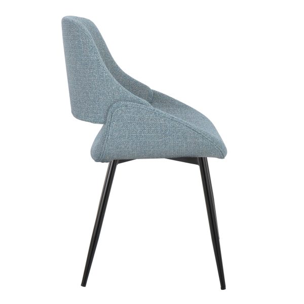 Fabrico Blue Mid Century Modern Accent Chair Black Metal Set of 2 4