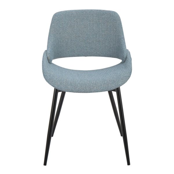 Fabrico Blue Mid Century Modern Accent Chair Black Metal Set of 2 7