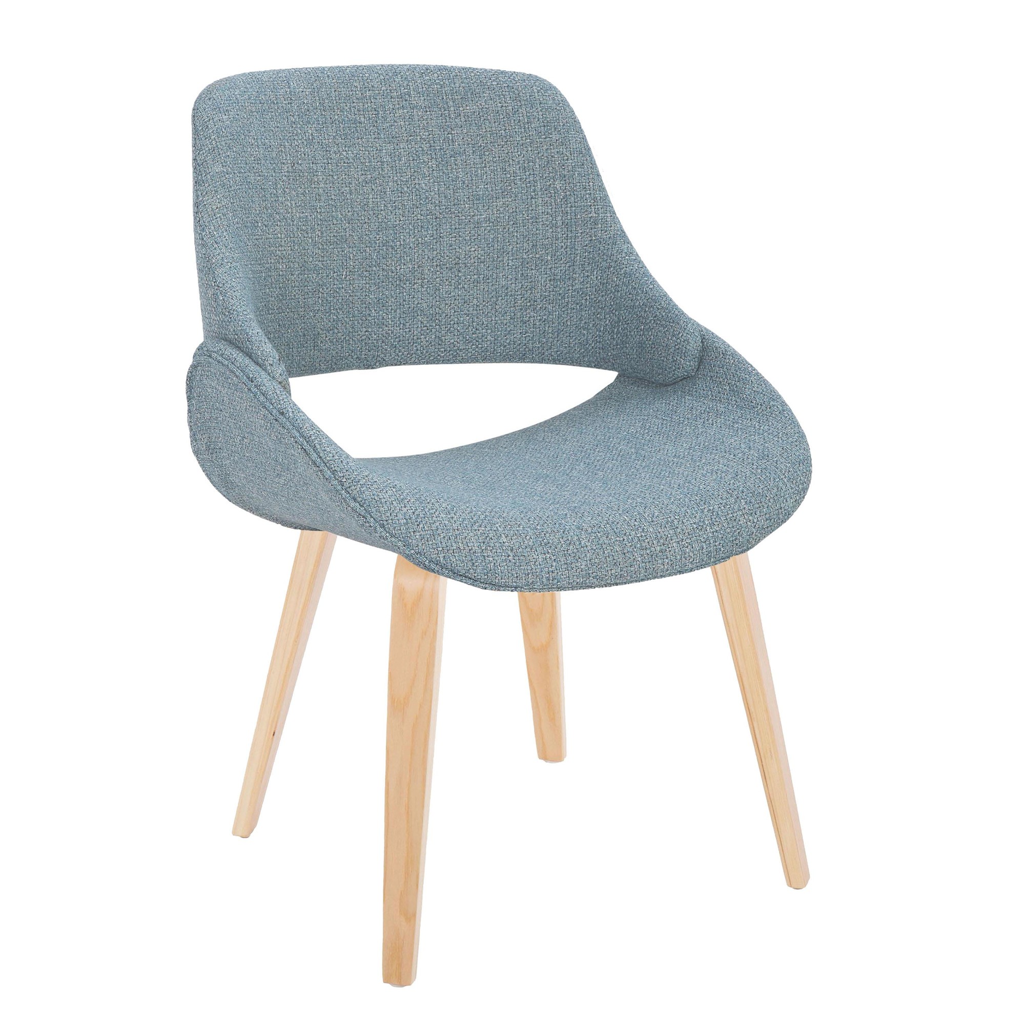 Fabrico Blue Mid-Century Modern Accent Chairs Natural Wood (Set of 2) 2 Fabrico Blue Mid-Century Modern Accent Chairs Natural Wood (Set of 2) - Image 2