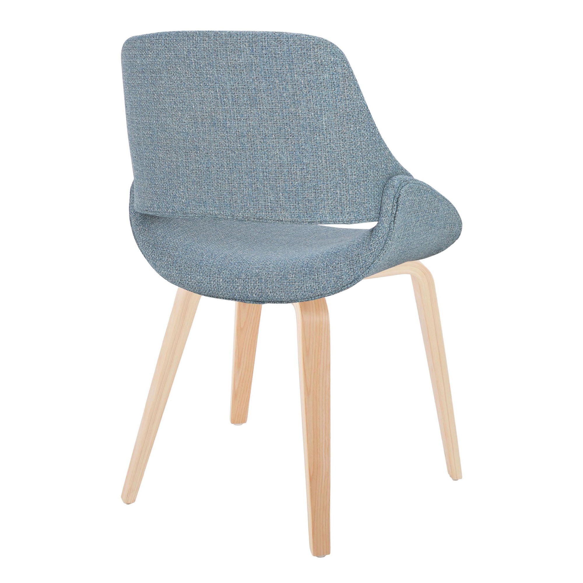 Fabrico Blue Mid-Century Modern Accent Chairs Natural Wood (Set of 2) 4 Fabrico Blue Mid-Century Modern Accent Chairs Natural Wood (Set of 2) - Image 4