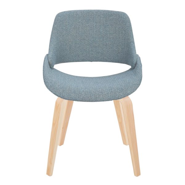 Fabrico Blue Mid Century Modern Accent Chairs Natural Wood Set of 2 5