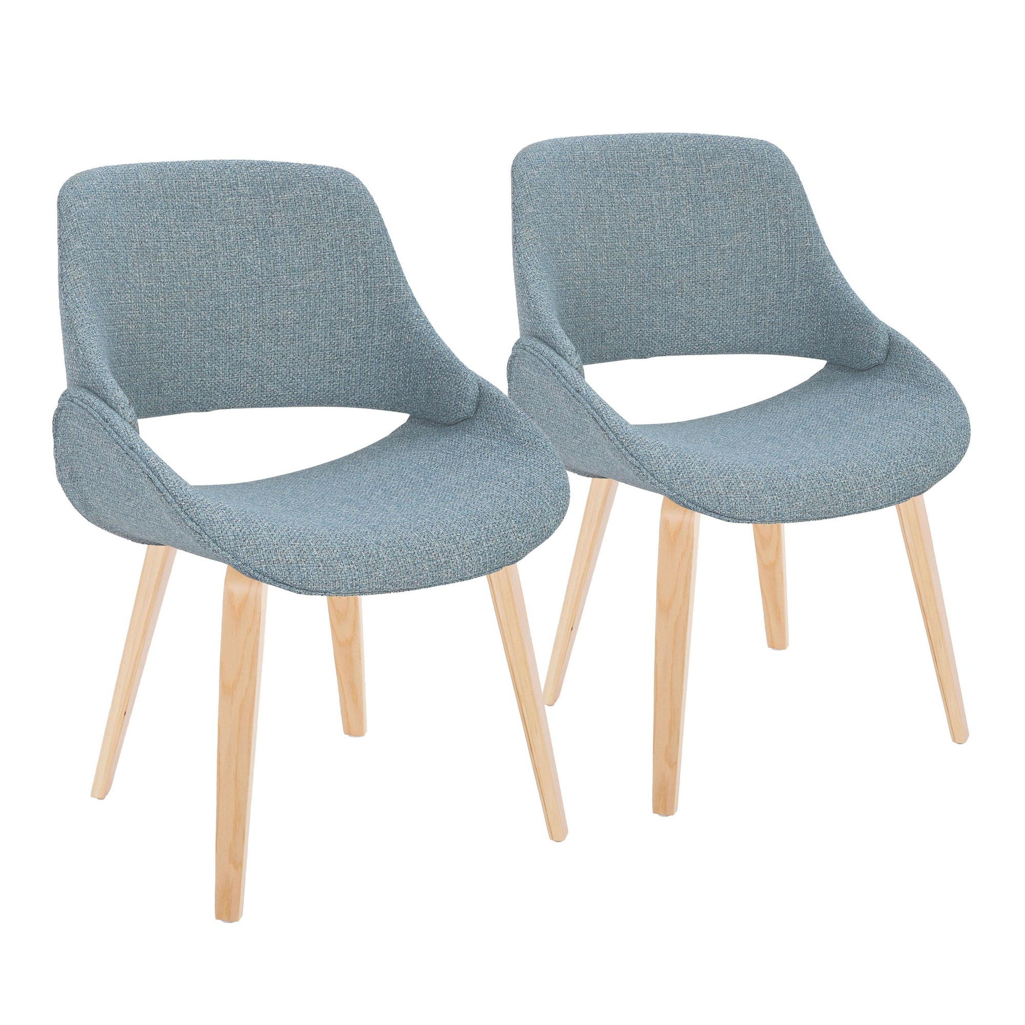 Fabrico Blue Mid-Century Modern Accent Chairs Natural Wood (Set of 2) 1 Fabrico Blue Mid-Century Modern Accent Chairs Natural Wood (Set of 2)