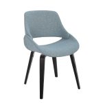 Fabrico Blue Mid-Century Modern Black Wood Accent Chairs (Set of 2)