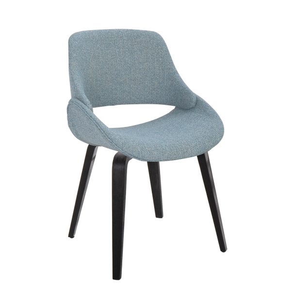 Fabrico Blue Mid Century Modern Black Wood Accent Chairs Set of 2 1
