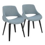 Fabrico Blue Mid-Century Modern Black Wood Accent Chairs (Set of 2)