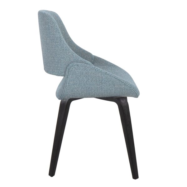 Fabrico Blue Mid Century Modern Black Wood Accent Chairs Set of 2 2