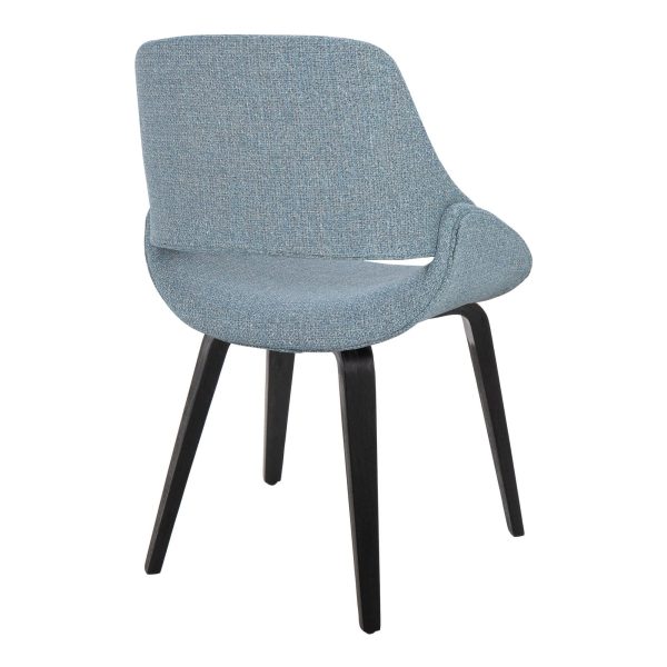 Fabrico Blue Mid Century Modern Black Wood Accent Chairs Set of 2 3