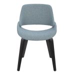 Fabrico Blue Mid-Century Modern Black Wood Accent Chairs (Set of 2)